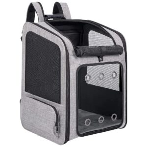 Grey Pet Carrier Backpack for Cats Up to 30 Lbs and Small Dogs Under 25 Lbs