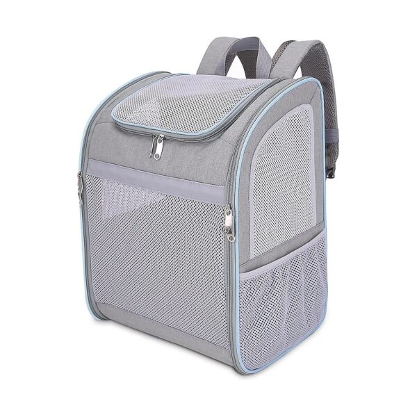 Grey Pet Carrier with Metal Frame and Breathable Mesh for Optimal Ventilation