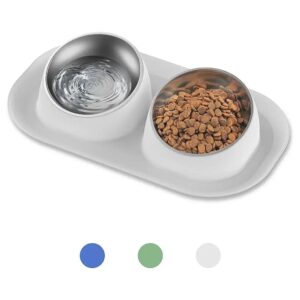 Grey Pet Feeding Bowl Set for Cats, Small and Medium-Sized Dogs with Non-Slip Stand