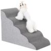 Grey Pet Steps Stairs for Dogs to Get on Bed - 30D High-Density Foam Stairs