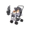 Grey Pet Stroller with Foldable Design and Easy to Carry for Travel and Jogging