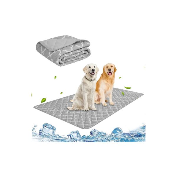 Grey Polyester Cooling Mat for Medium Large Dogs Outdoor Sleeping Comfort