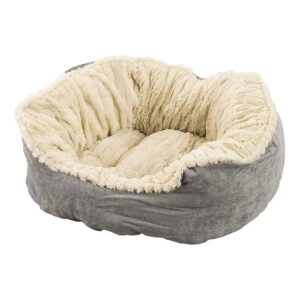 Grey Polyester Faux Suede Plush Pet Bed for Small Pets 21" Long