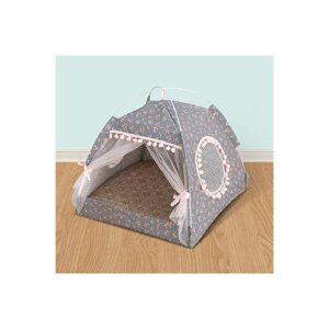 Grey Portable Dog and Cat Summer Cooling Tent with Washable Cushion