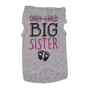 Grey Puppy Big Sister Dog Shirt Size Medium for Medium Built Dogs