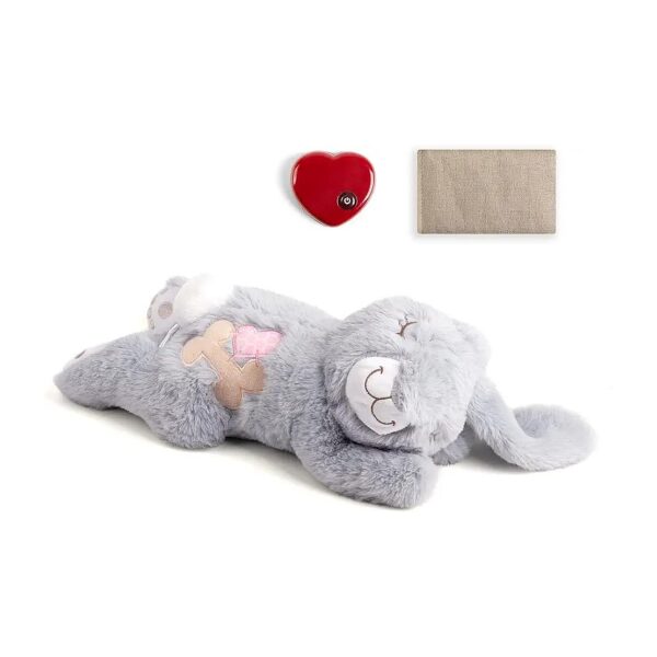 Grey Rabbit Pulsing Heartbeat Plush Toy for Puppy Dogs Anxiety Relief