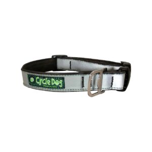 Grey Rubber Dog Collar with Silver Max Reflective Design and Large Size