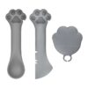 Grey Silicone Pet Food Can Lid Covers with Opener and Spoon Set for Cats and Dogs