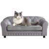 Grey Suede Cushion, and Copper Nail Accents, Perfect for Small Dog and Cat Use