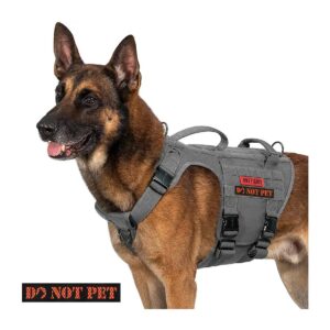 Grey Tactical Dog Harness for Large Breeds with Experimental Metal Buckles