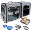 Grey Travel Carrier for Small to Large Pets with Litter Box and Bowl