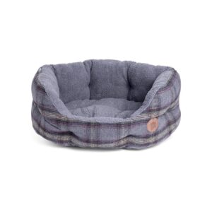 Grey Tweed Oval Dog Bed Medium for Medium Breed Dogs Offers Comfortable Relaxation