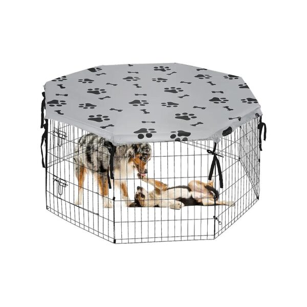 Grey Universal Pet Playpen Cover for 24-Inch Indoor Outdoor Dog Crate Protection