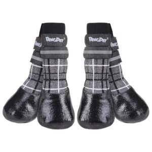 Grey Waterproof Dog Shoes with Reflective Straps for Small Medium Large Dogs