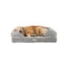 Grey X-Large Orthopedic Dog Bed with Memory Foam and Calming Bolster Walls