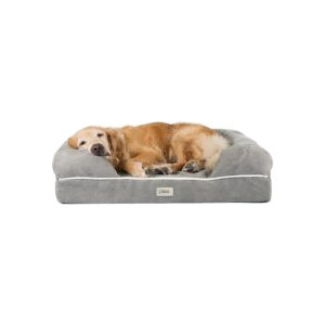 Grey X-Large Orthopedic Dog Bed with Memory Foam and Calming Bolster Walls