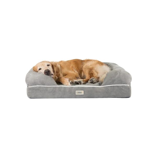 Grey X-Large Orthopedic Dog Bed with Memory Foam and Calming Bolster Walls