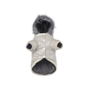 Grey XL Windproof Winter Dog Coat for Small Dogs Puppy 10-17 Lbs with Padded Lining