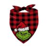 Grinchmas Buffalo Plaid Check Triangular Dog Scarf for Small Medium Dogs Cats