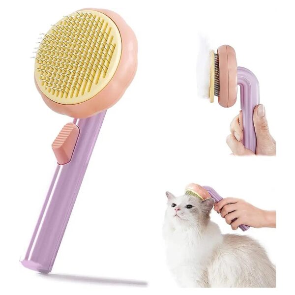 Grooming Brush for Cats and Dogs with Self Cleaning and Gentle Undercoat Removal