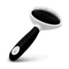 Grooming Brush for Dogs and Cats with Angled Fine Steel Wires and Rubberized Handle