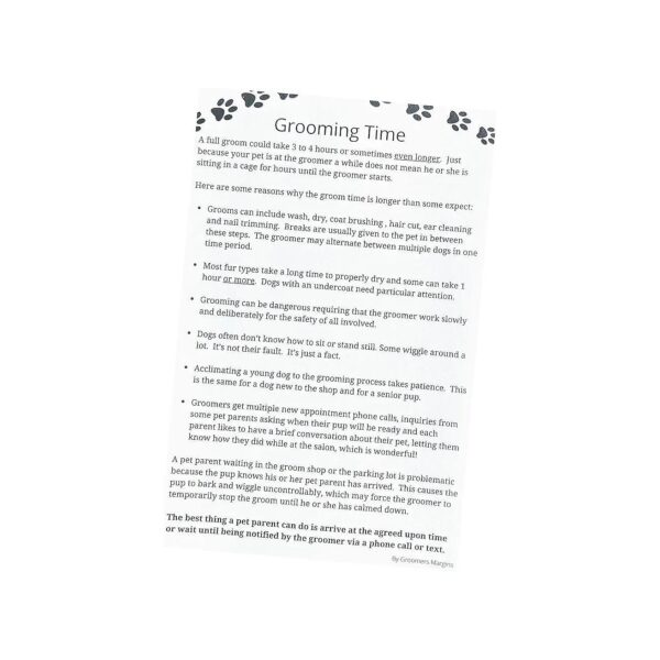 Grooming Protocol Templates for Accurate Tracking of Time and Tasks for 100 Pets