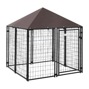 Ground Dog Kennel with Weather-Resistant Roof and Lockable Door