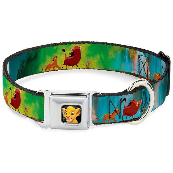 Growing Up Dog Collar with Lion King Simba Pumba Timon Pattern Adjustable Buckle