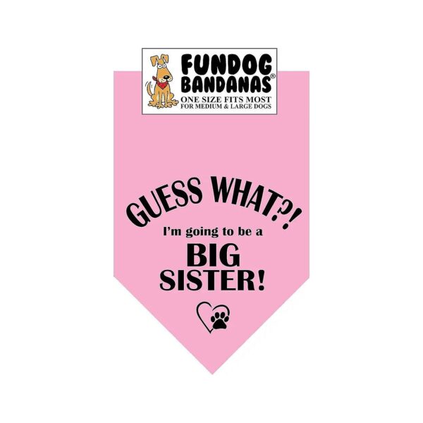 Guess What Big Sister Coming Soon Dog Bandana for Medium to Large Breeds