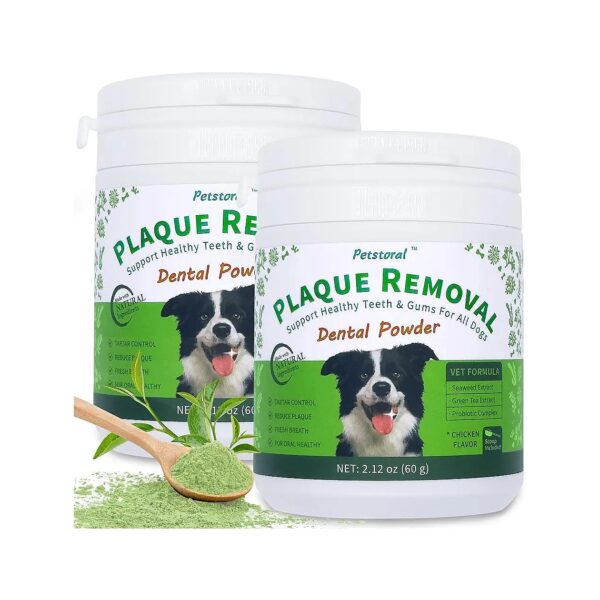 Gums, and Fresh Breath Powder for Dogs, Plaque and Tartar Removal