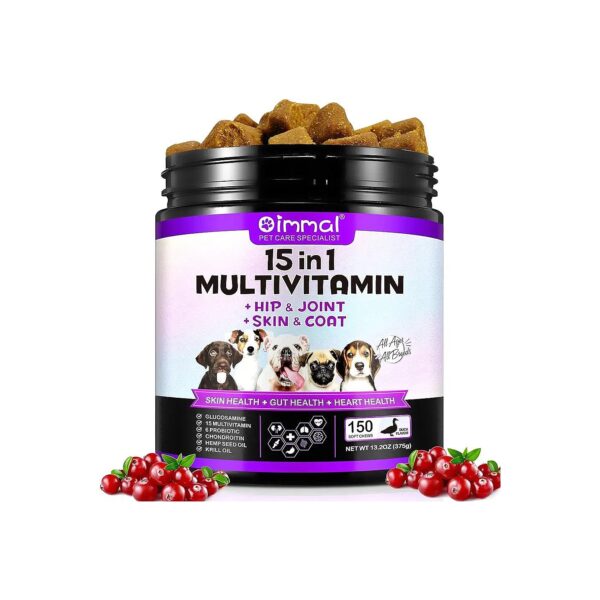 Hair, and Coat Healthy Dog Multivitamin Chews with Glucosamine and Probiotics