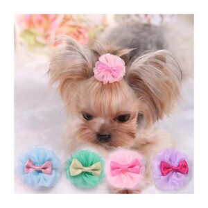 Haired Dog Hairpin Bow Hair Accessories for Cats and Dogs, 4Pcs Pet Hairpin Set