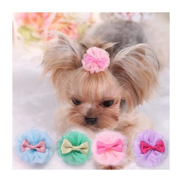 Haired Dog Hairpin Bow Hair Accessories for Cats and Dogs, 4Pcs Pet Hairpin Set