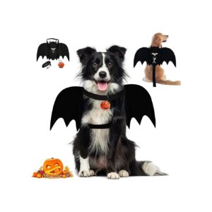 Halloween Bat Wing Dog Costume with Felt Foot Muff and Pumpkin Bell for Cats and Dogs