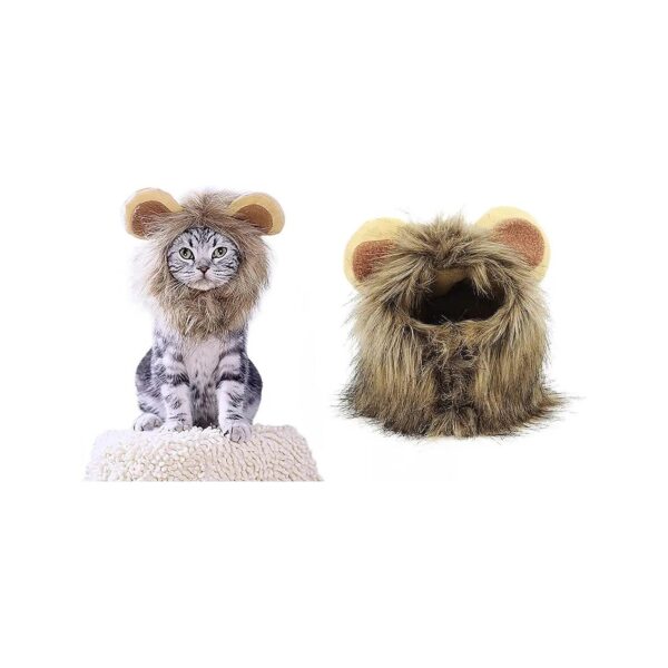 Halloween Costume Lion Dog Hat Polyester Plush Furry Adjustable Medium