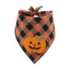 Halloween Dog Accessories with Pumpkin Appliques and Knit Plaid Bandana