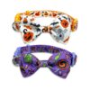 Halloween Dog Collar with Adjustable Bow Tie and Pumpkin Pattern for Small to Large Dogs