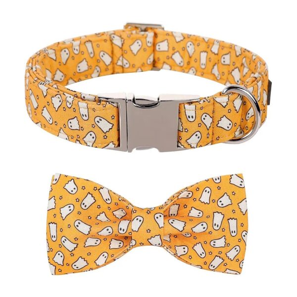 Halloween Dog Collar with Adjustable Bowtie and Cotton Fabric for Small to Large Dogs