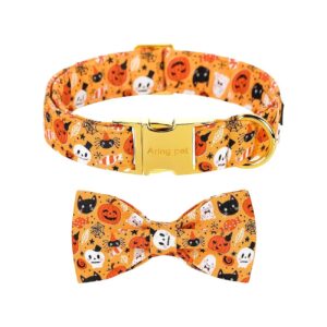 Halloween Dog Collar with Pumpking Ghost Pattern and Durable Metal Buckle