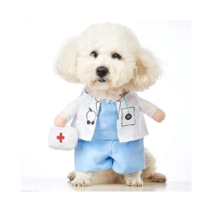 Halloween Dog Costume XL Puppy Doctor Clothes Pet Cosplay Outfit for Birthday Parties