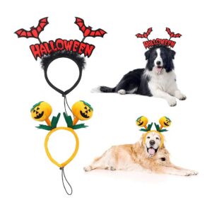 Halloween Dog Headbands Pumpkin and Bat Costume Accessories for Medium Large Dogs