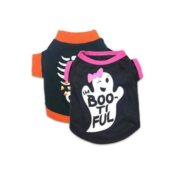 Halloween Dog Shirts with Skeleton Ghost Pattern for Small Female Puppies