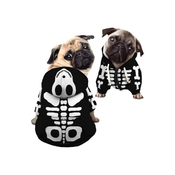 Halloween Dog Skeleton Hoodie Pet Clothes Sweatshirt with Skilled Craftsmanship