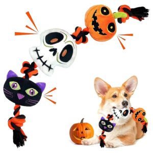 Halloween Dog Toys for Small Medium and Large Dogs with Squeak and Cotton Rope