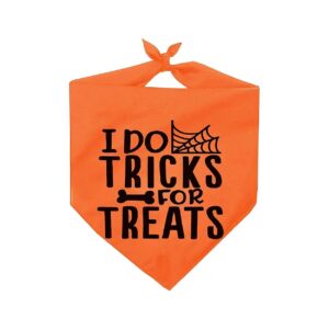 Halloween Orange Bandanas with Fun Trick or Treat Design for Dogs