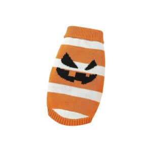 Halloween Orange Dog Sweater with Soft Acrylic Fabric for Small Breed Puppies