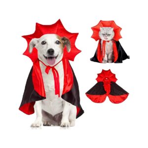 Halloween Party Pet Costume Red Black Satin Pet Cape for Small Medium Dogs Cats