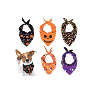 Halloween Pet Bandanas for Dogs Washable Cozy Medium Size Triangle Scarfs