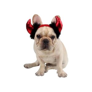 Halloween Pet Costume Devil Horn Headband Adjustable Red for Cats and Small Dogs