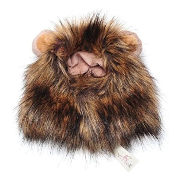 Halloween Pet Costume for Cats and Small Breed Dogs, Lion Mane Wig with Ears, Washable